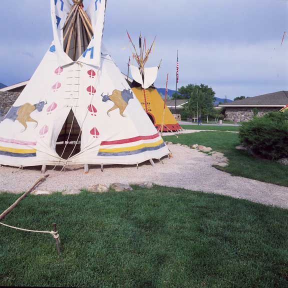 Turf-Reinforcement Mats were installed in pedestrian walkways around the teepees at the Buffalo Bill Historical Center, Cody, Wyoming, using Grasspave2.