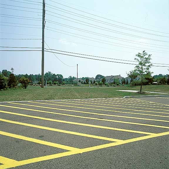 Pervious-Grass Pavers were installed in the fire lane access areas beyond this parking lot at BJ’s Tire Center in Cleveland, Ohio, using Grasspave2.