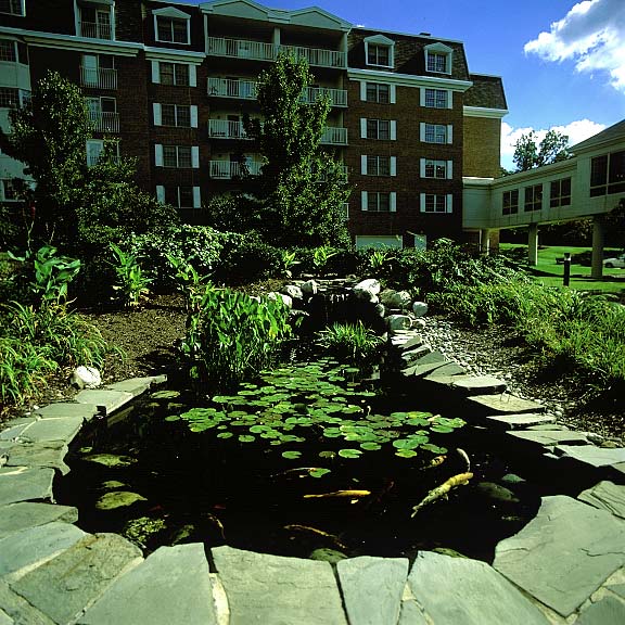 Porous Paving was installed in the fire lane access areas at Riddle Village Retirement Community, Media, Pennsylvania, using Grasspave2.