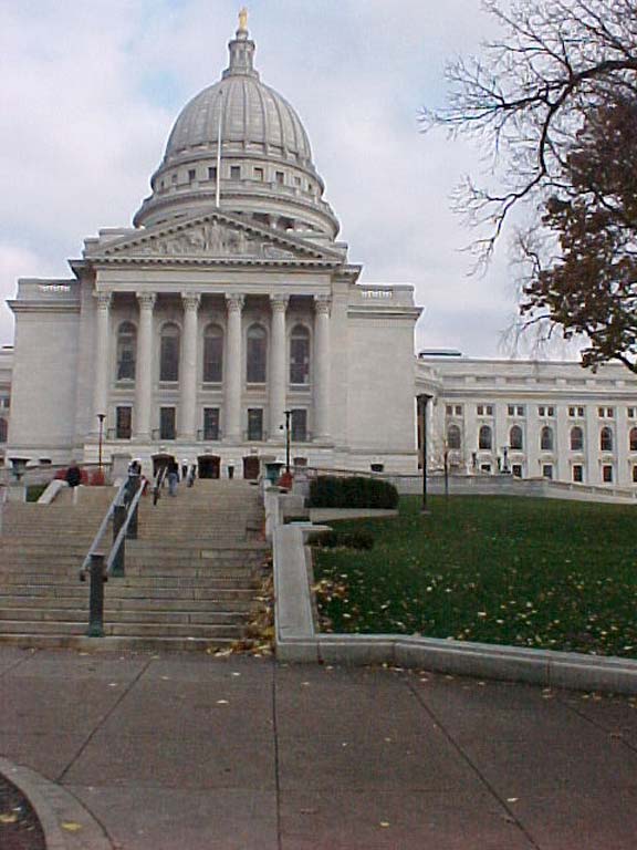 Reinforced-Pedestrian Paving was installed in high-volumn pedestrian areas at the Wisconsin State Capitol Building, Madison, Wisconsin, using Grasspave2.