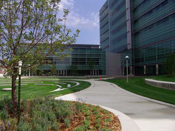 Permeable Pavers were installed in the fire lane access areas at the University of Colorado Health Sciences Center, Aurora, Colorado, using Grasspave2.
