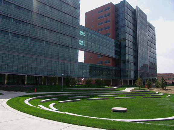 Grass Pavers were installed in the fire lane access areas at the University of Colorado Health Sciences Center, Aurora, Colorado, using Grasspave2.