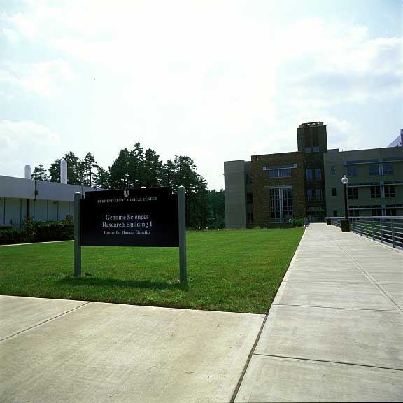Permeable Pavers were installed in the fire lane access areas at Duke University, Genome Facility in Durham, North Carolina, using Grasspave2.